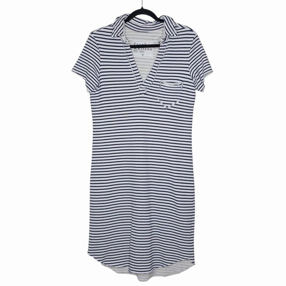 Frank & Eileen Lauren Navy French Stripe Triple Fleece Polo Mini Dress Size XS - Picture 3 of 11